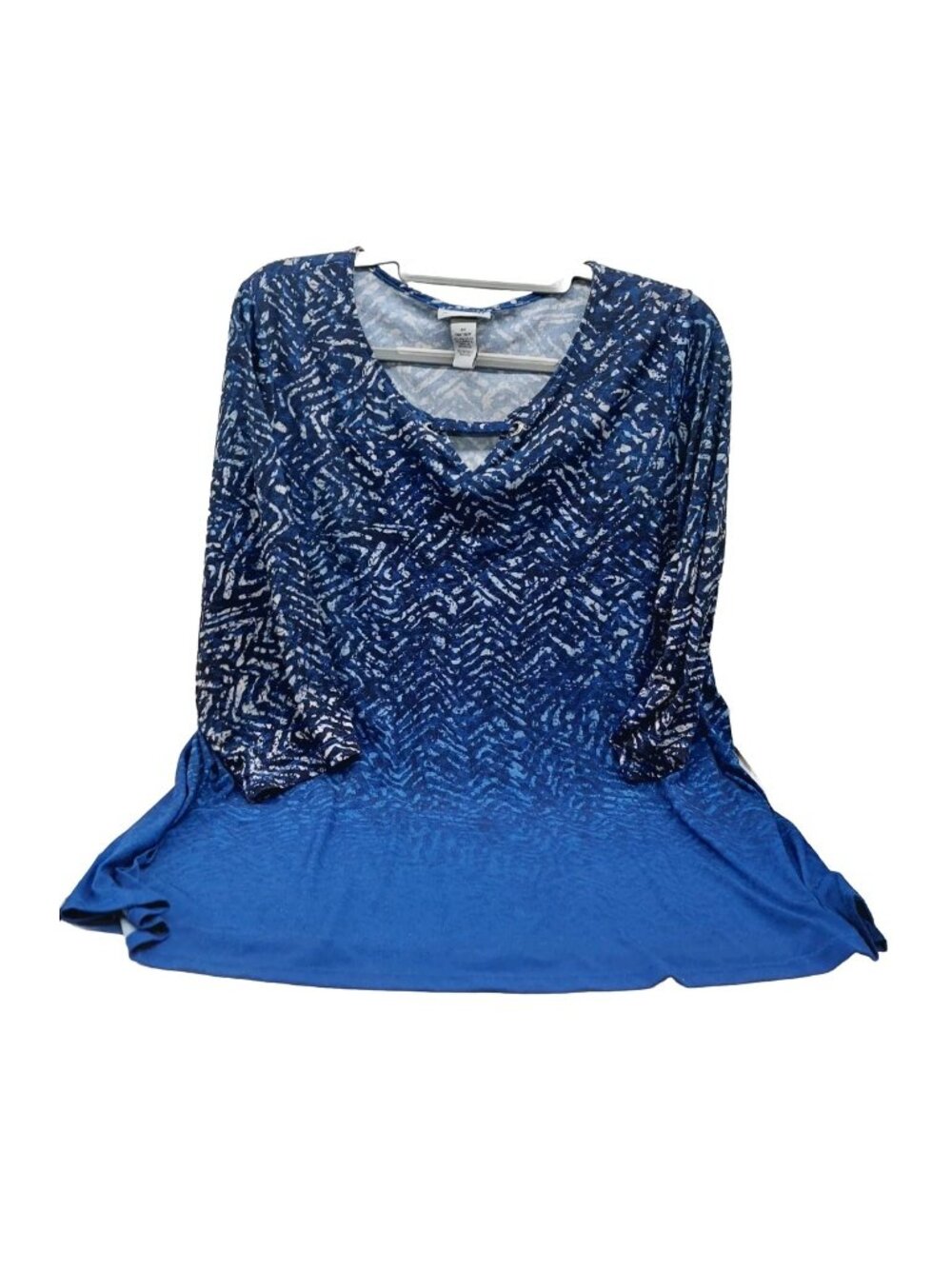Catherines Plus Blue Keyhole 3/4 Sleeve Blouse Top Tunic Size 14 / 16